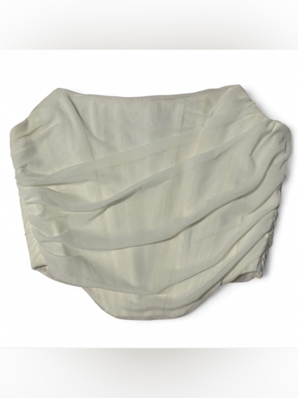 NWOT White mesh ruched corset top with zipper in size‎ Medium # corsetry #goth